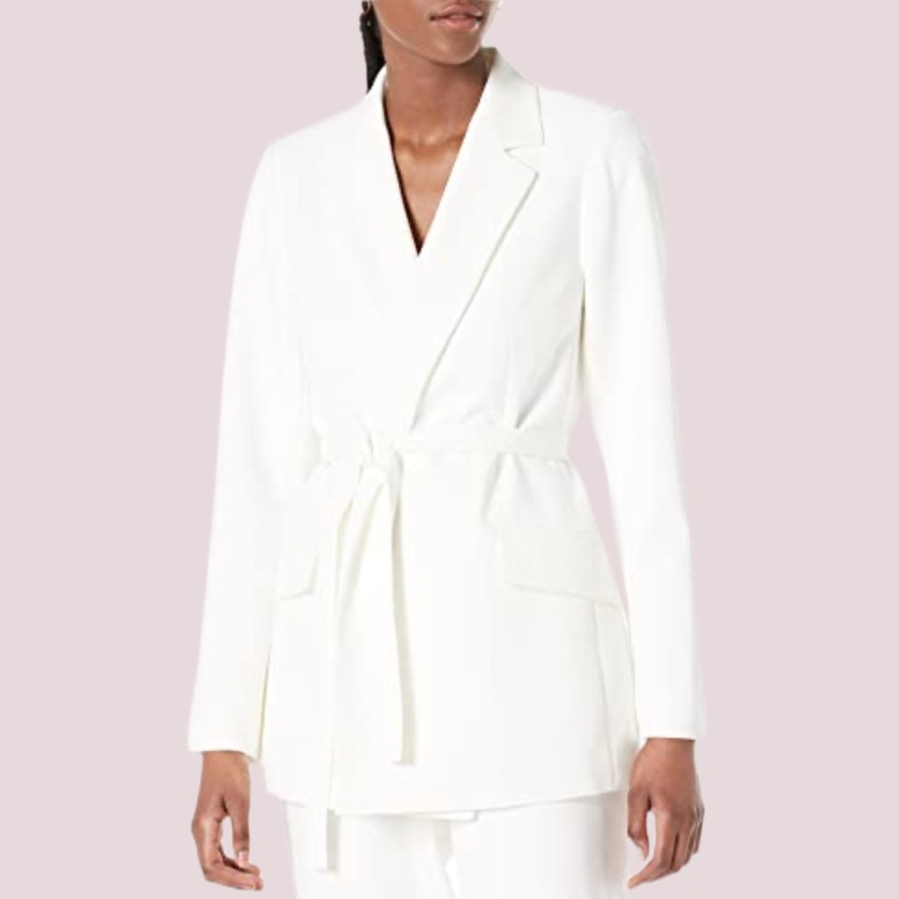 NWT The Drop Ivory Ren Wrap Front Belted Blazer‎ - Various Sizes